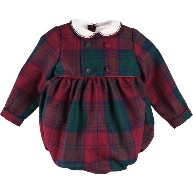 Grovesnor Tartan Peter Pan Collar Long Sleeve Romper, Red