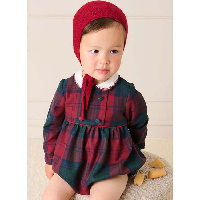 Grovesnor Tartan Peter Pan Collar Long Sleeve Romper, Red - Rompers - 2