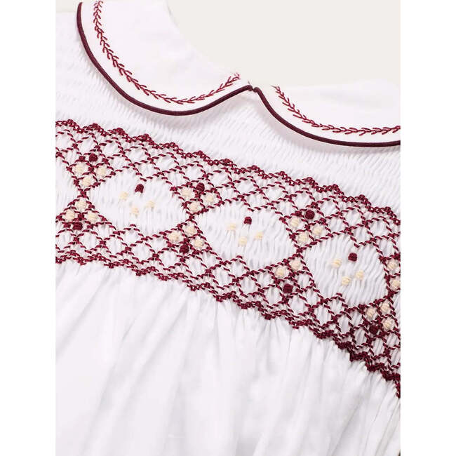 Hand Smocked Peter Pan Collar Short Sleeve Two Piece Set, Burgundy - Mixed Apparel Set - 5