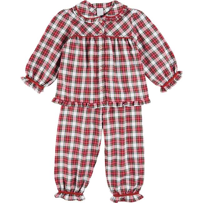 Francis Tartan Velvet Trim Pajamas, Red
