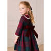 Grovesnor Tartan Lace Detail Velvet Bow Dress, Red - Dresses - 3