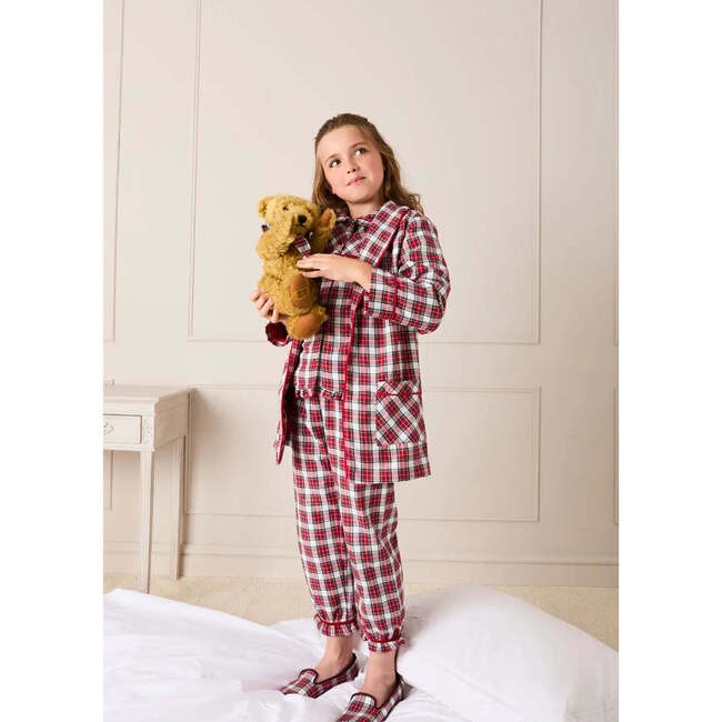 Francis Tartan Velvet Trim Pajamas, Red - Pajamas - 4