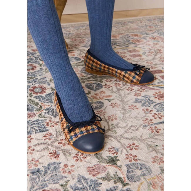 Vincent Check Tweed Ballerina Shoes, Brown - Flats - 4