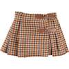 Vincent Check Buckle Detail Pleated Skirt, Brown - Skirts - 1 - thumbnail