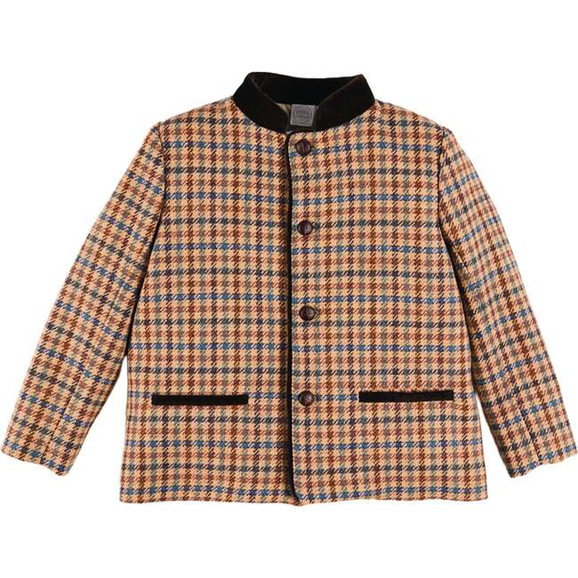Vincent Check Austrian Single Breasted Jacket, Brown
