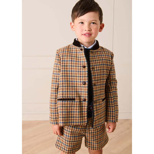 Vincent Check Austrian Single Breasted Jacket, Brown - Coats - 3