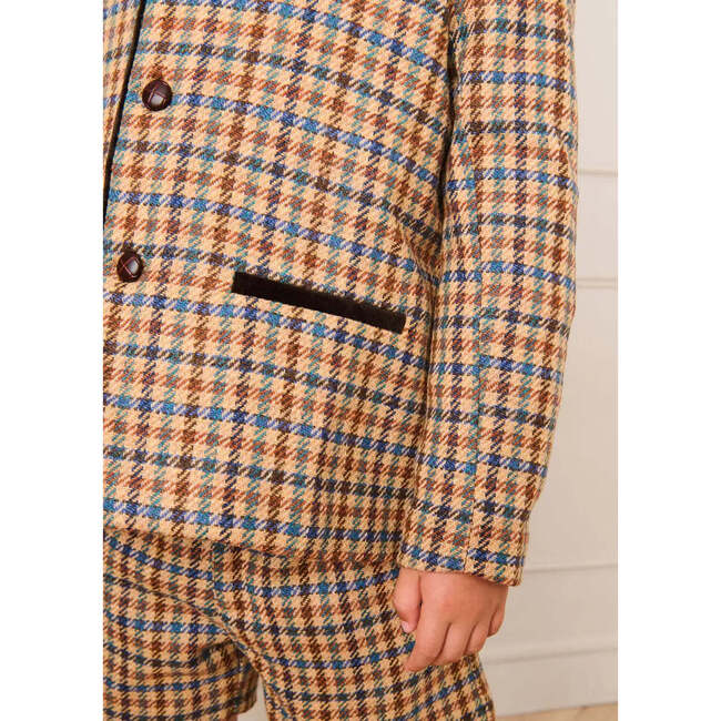 Vincent Check Austrian Single Breasted Jacket, Brown - Coats - 4