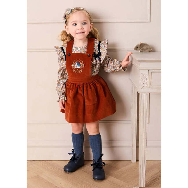 Velvet Skirt with Braces, Toffee