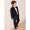 Velvet Three Button Blazer Jacket, Navy - Coats - 2