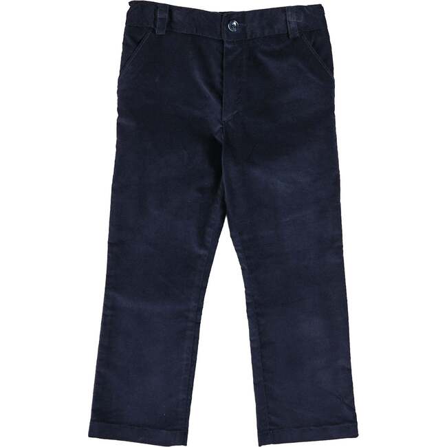 Velvet Pocket Detail Chino Trousers, Navy