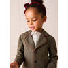 Tweed Blazer with Suede Elbow Patches, Green - Coats - 2