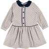 Thirleby Check Velvet Collar Button Detail Long Sleeve Dress, Camel - Dresses - 1 - thumbnail