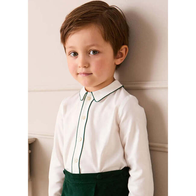 Velvet Contrast Trim Long Sleeve Two Piece Set, Green - Mixed Apparel Set - 3