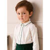 Velvet Contrast Trim Long Sleeve Two Piece Set, Green - Mixed Apparel Set - 3