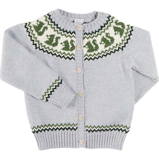 Squirrel Jacquard Knitted Cardigan, Grey