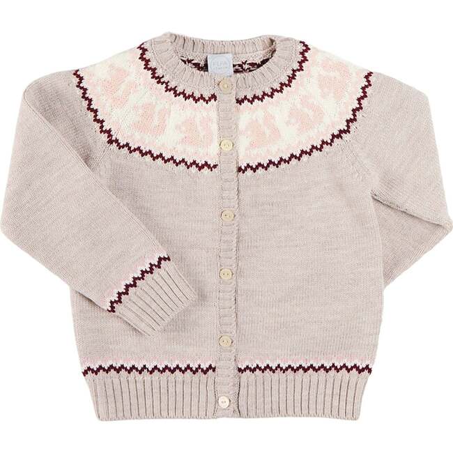Squirrel Jacquard Knitted Cardigan, Camel