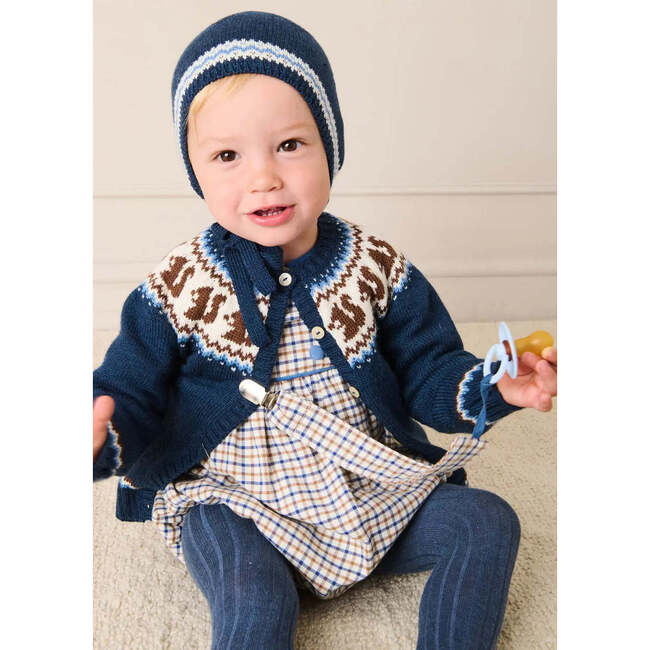 Squirrel Jacquard Knitted Cardigan, Navy - Cardigans - 2