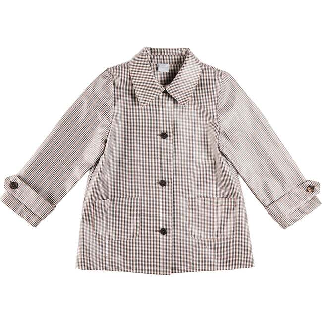 Sloane Check Raincoat with Pockets, Camel