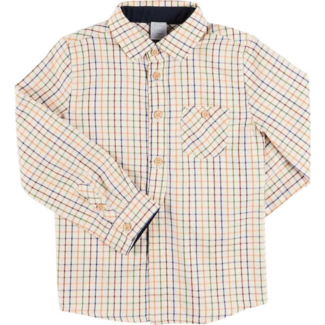 Rutland Check Polo Collar Long Sleeve Shirt, Beige