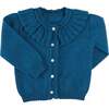 Ruffle Collar Cardigan, Blue - Cardigans - 1 - thumbnail