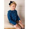 Ruffle Collar Cardigan, Blue - Cardigans - 2