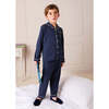 Rocking Horse Embroidered Pocket Detail Long Sleeve Pajamas, Navy - Pajamas - 3