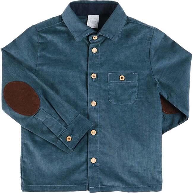 Polo Collar Corduroy Shirt, Blue