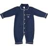 Rocking Horse Embroidered Pima Cotton Footie Pajamas, Navy - Footie Pajamas - 1 - thumbnail