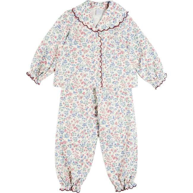 Rebecca Floral Scallop Edge Pajamas, Red
