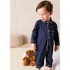 Rocking Horse Embroidered Pima Cotton Footie Pajamas, Navy - Footie Pajamas - 2