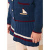 Pleated Bow Detail Striped Trim Skirt, Navy - Skirts - 3