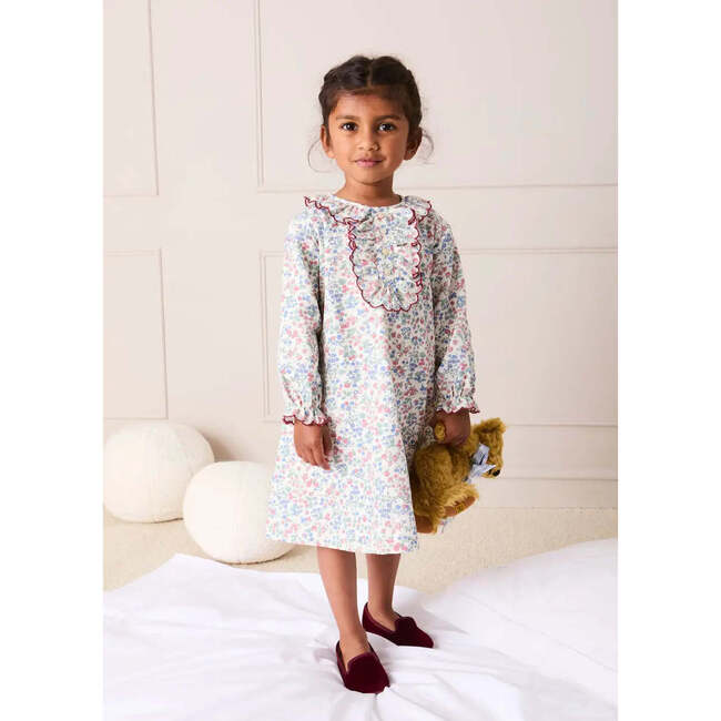 Rebecca Floral Scallop Ruffle Night Dress, Red - Nightgowns - 2