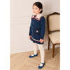 Pleated Bow Detail Striped Trim Skirt, Navy - Skirts - 5