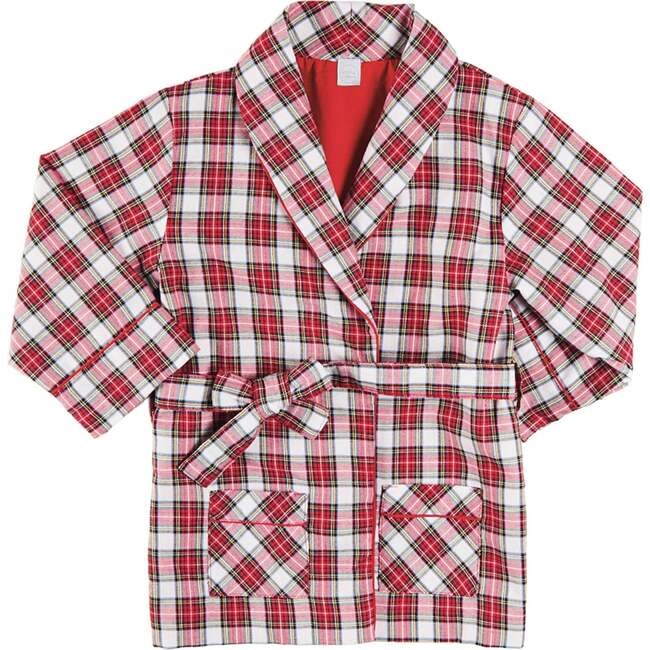 Francis Tartan Long Sleeve Dressing Gown, Red