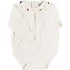 Flower Embroidered Collar Long Sleeve Bodysuit, Red - Onesies - 1 - thumbnail