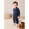 Rocking Horse Embroidered Pima Cotton Footie Pajamas, Navy - Footie Pajamas - 4
