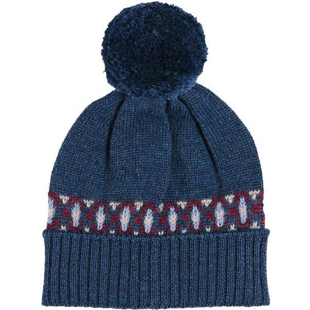 Fair Isle Knitted Pom Pom Hat, Navy