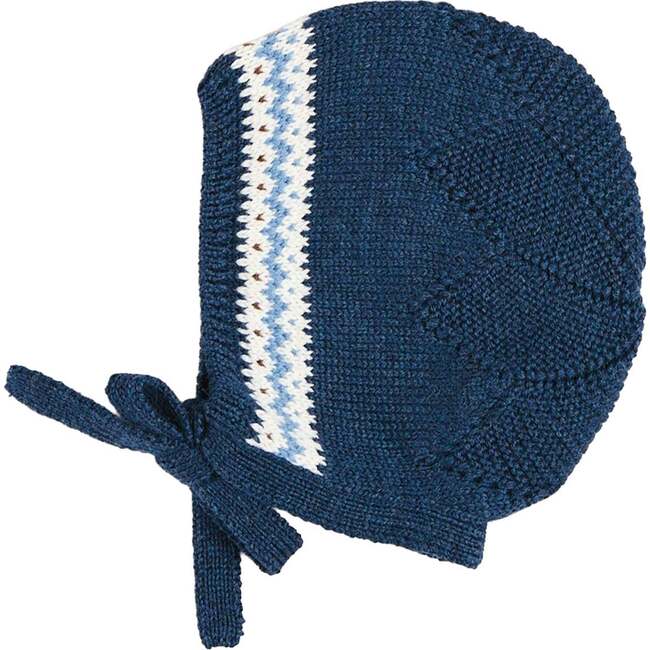 Fair Isle Jaquard Knit Bonnet, Navy