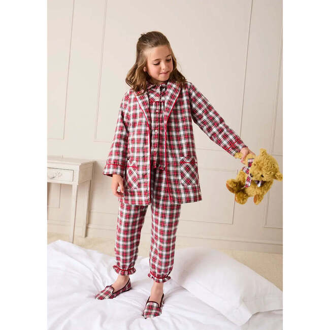Francis Tartan Long Sleeve Dressing Gown, Red - Nightgowns - 4