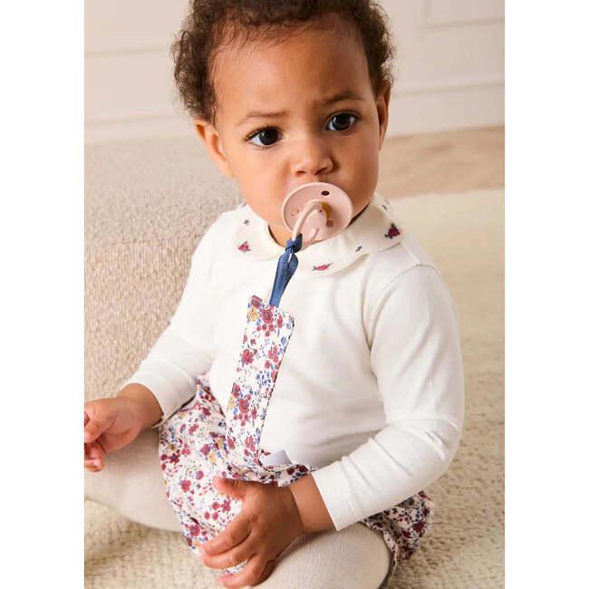 Flower Embroidered Collar Long Sleeve Bodysuit, Red - Onesies - 5