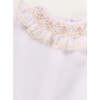 Floral Embroidered Ruffle Collar Lace Trim Blouse, White - Blouses - 5