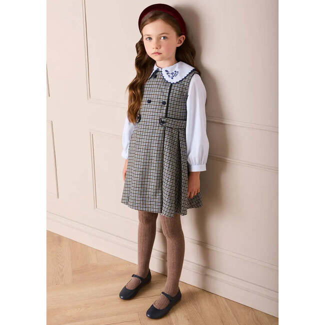 Floral Embroidered Collar Oxford Blouse, Blue - Blouses - 6