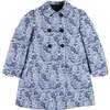 Eleanor Floral Jaquard Long Sleeve Coat, Blue - Coats - 1 - thumbnail
