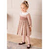 Evelyn Floral Hand Smocked Embroidered Collar Long Sleeve Dress, Pink - Dresses - 3