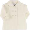 Double Breasted Knitted Buttoned Coat, White - Coats - 1 - thumbnail