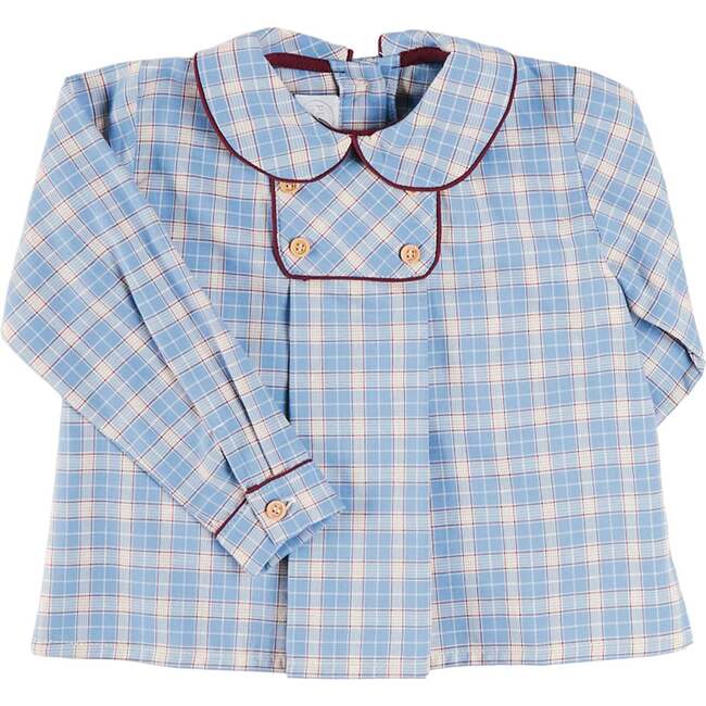 Denby Check Double Breasted Long Sleeve Shirt, Blue