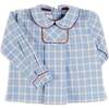 Denby Check Double Breasted Long Sleeve Shirt, Blue - Shirts - 1 - thumbnail