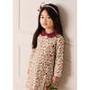 Daphne Floral Long Sleeve Velvet Collar Dress, Burgundy - Dresses - 2
