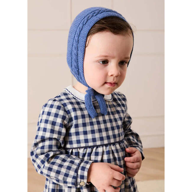 Draycott Check Peter Pan Collar Long Sleeve Romper, Blue - Rompers - 3