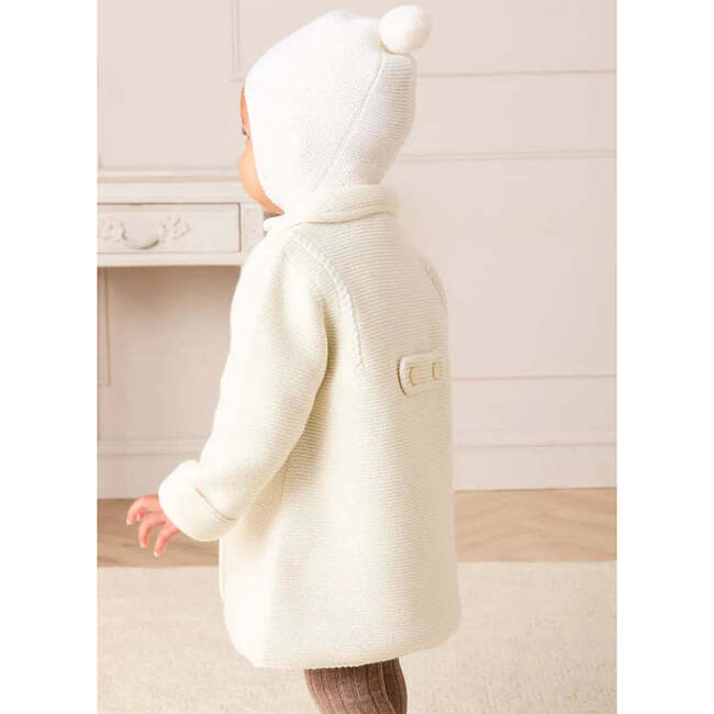 Double Breasted Knitted Buttoned Coat, White - Coats - 5